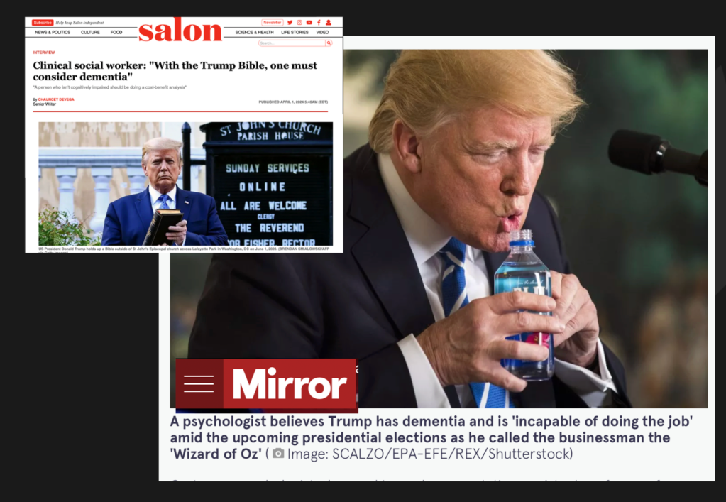 Chauncey DeVega in his Salon columns has been the primary person in the media covering signs of Trump having dementia. In today’s article he quotes me. I have a few thing to add. By Hal Brown, MSW